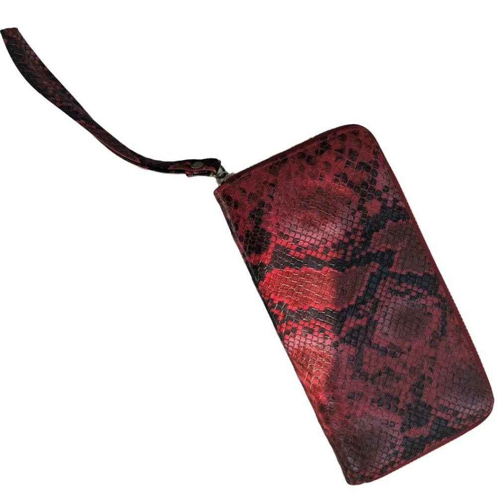 Red Faux Snakeskin Wristlet Wallet - Picture 2 of 6
